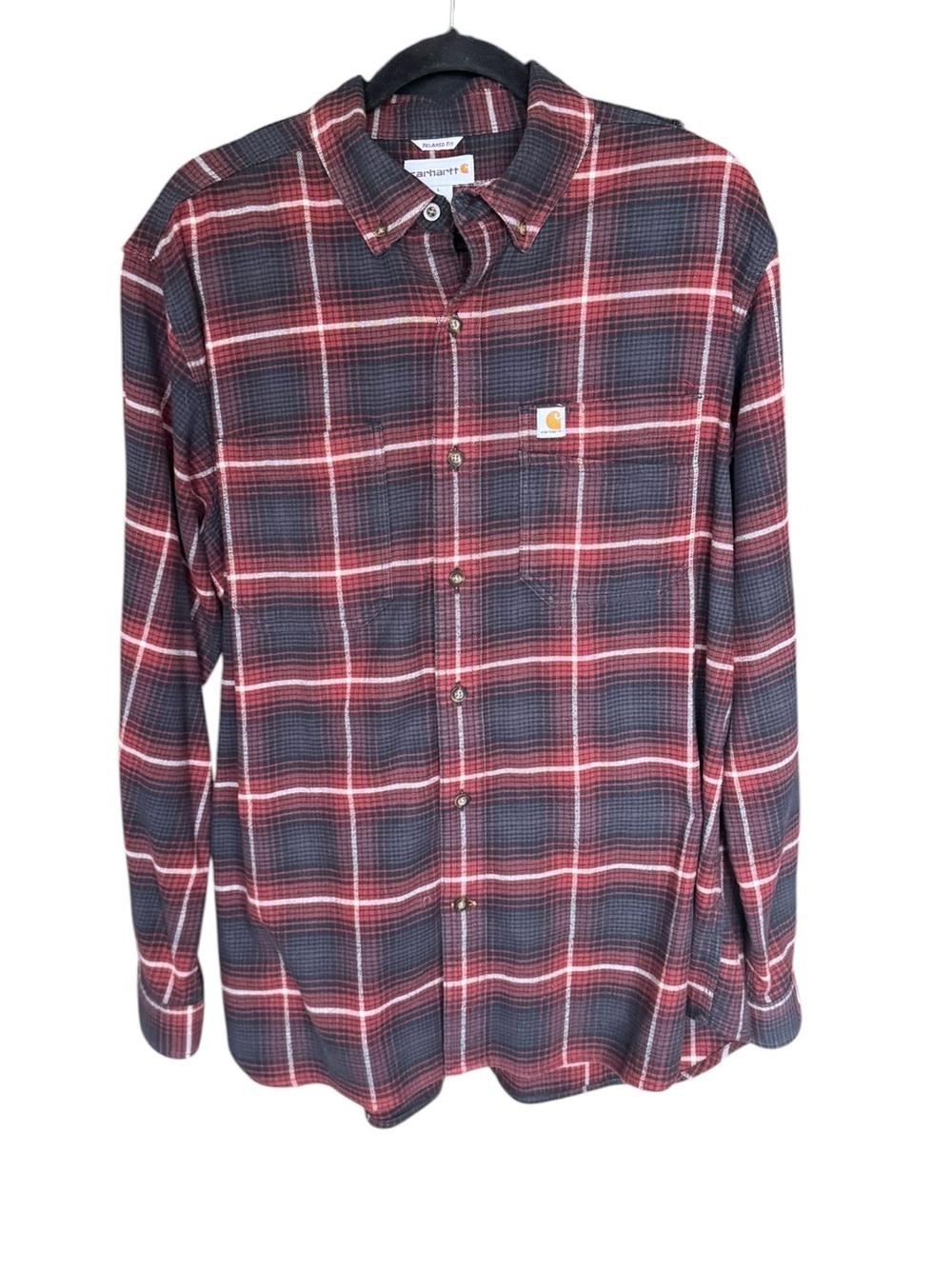 Carhartt Plaid Flannel Shirt L Relaxed Fit Workwear Grunge Streetwear CC28